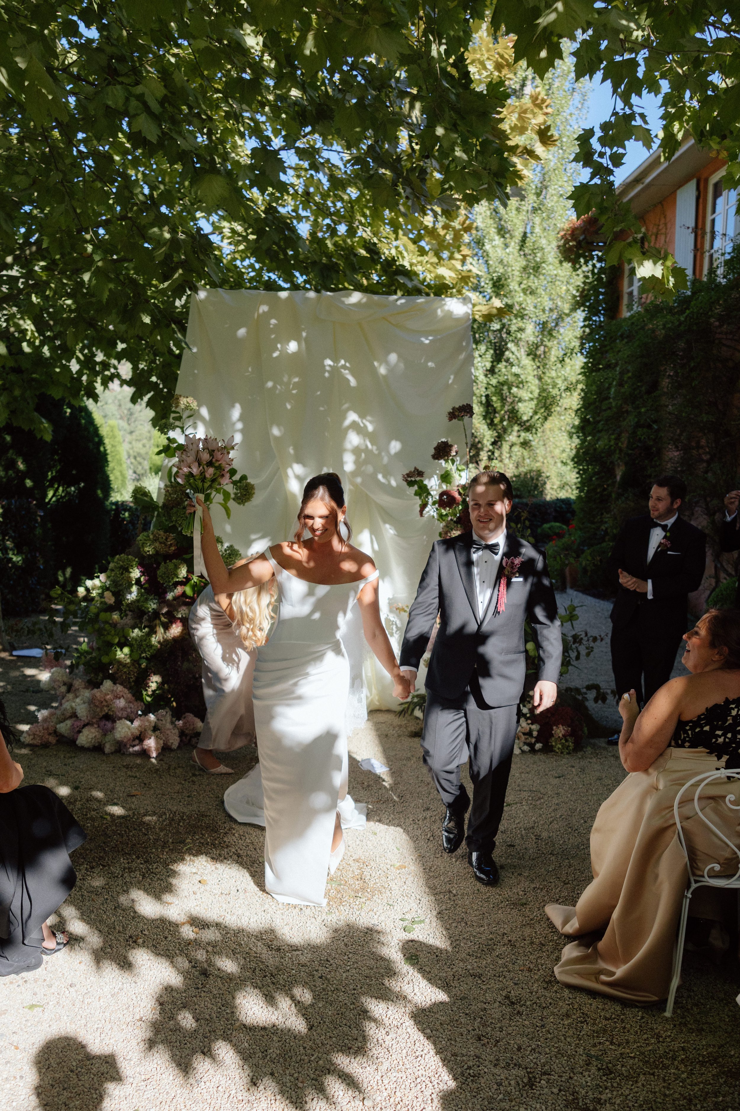 Bride walking down the aisle at Redleaf Wollombi wedding, Hunter Valley wedding flowers by The Naked Florist