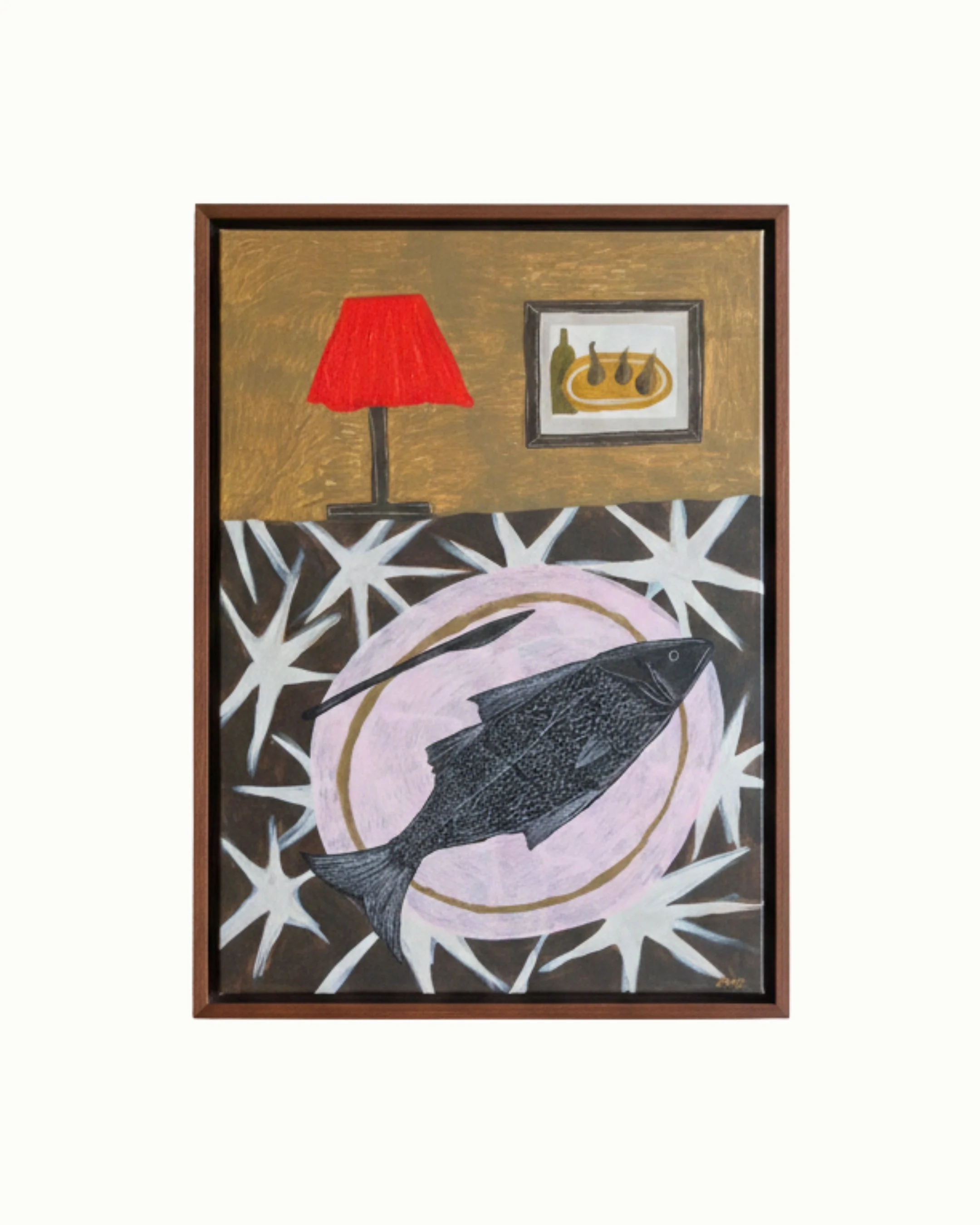 Original canvas - Solo Fish Dinner Still Life