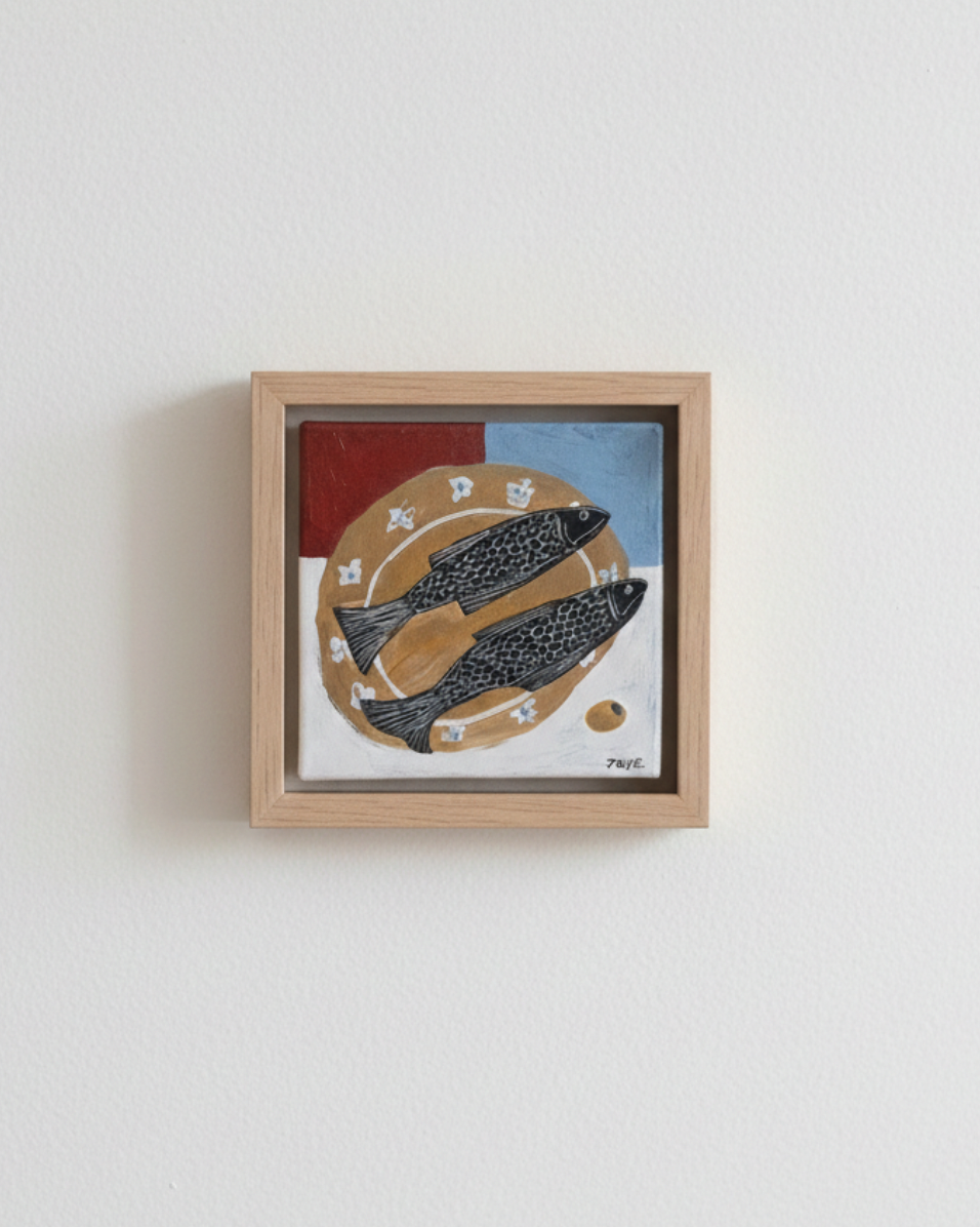 Original canvas - Fish Dinner for Two