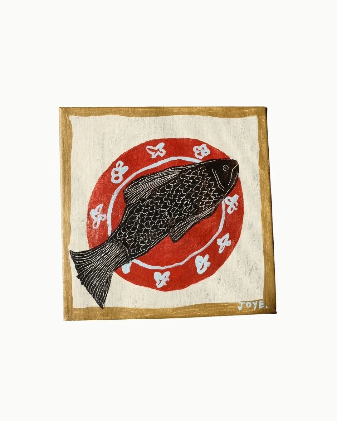 Original canvas - Fish Dinner Red Plate
