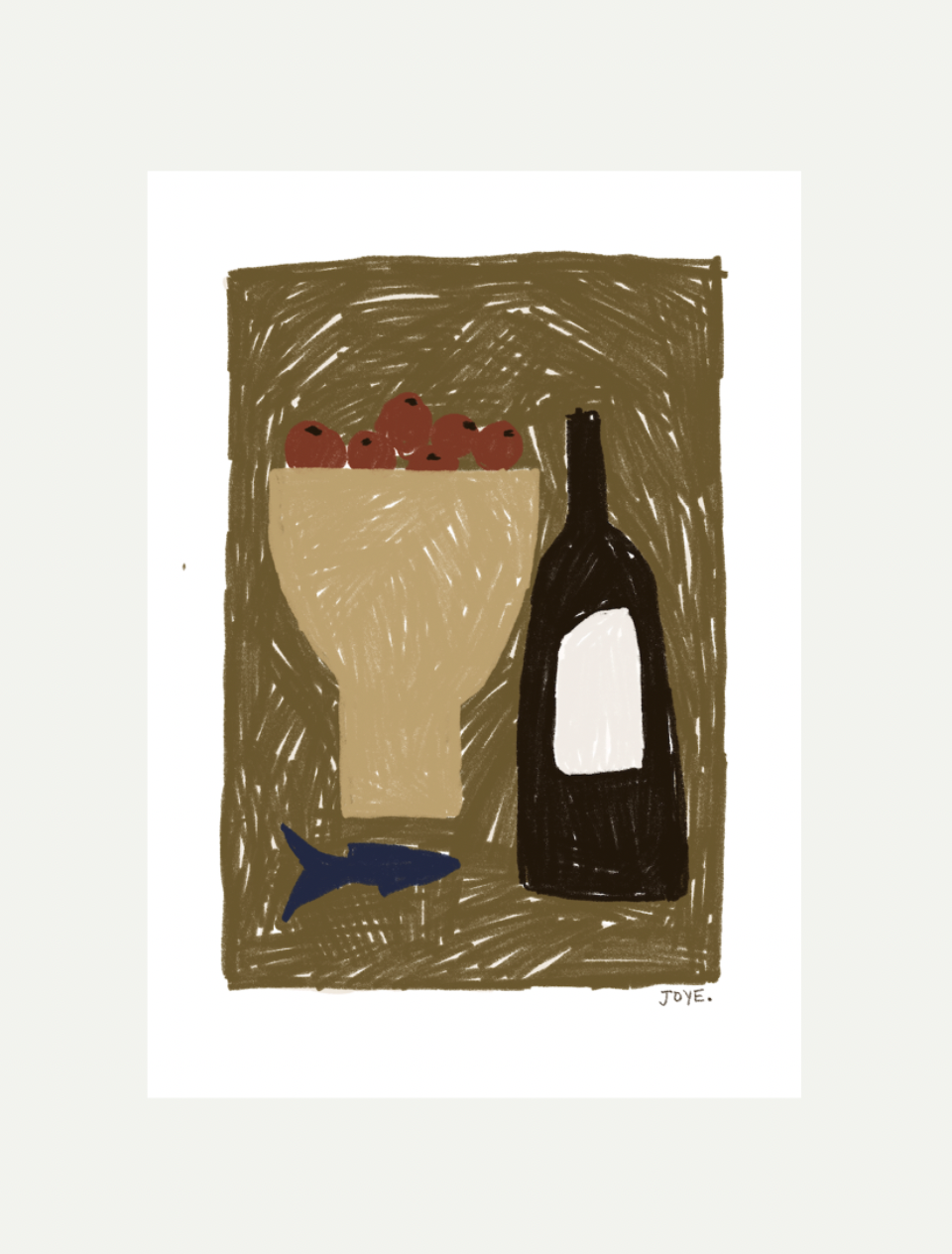 Wine and Fruit Still Life 001 - Art Print