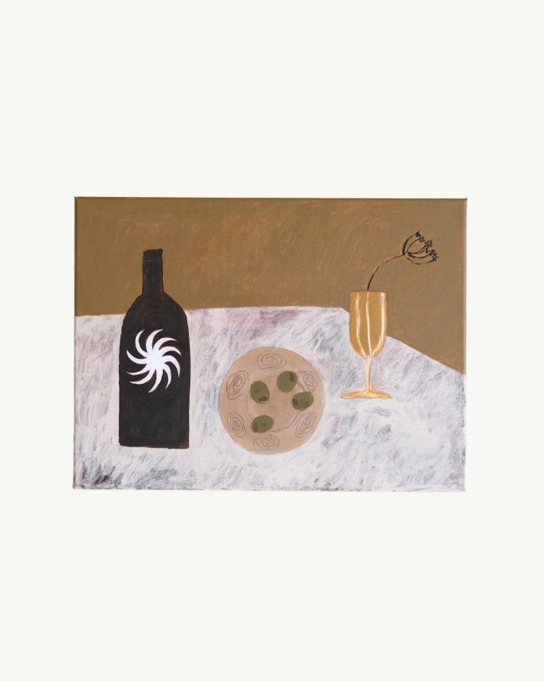Original canvas - Olives and vino in the sun