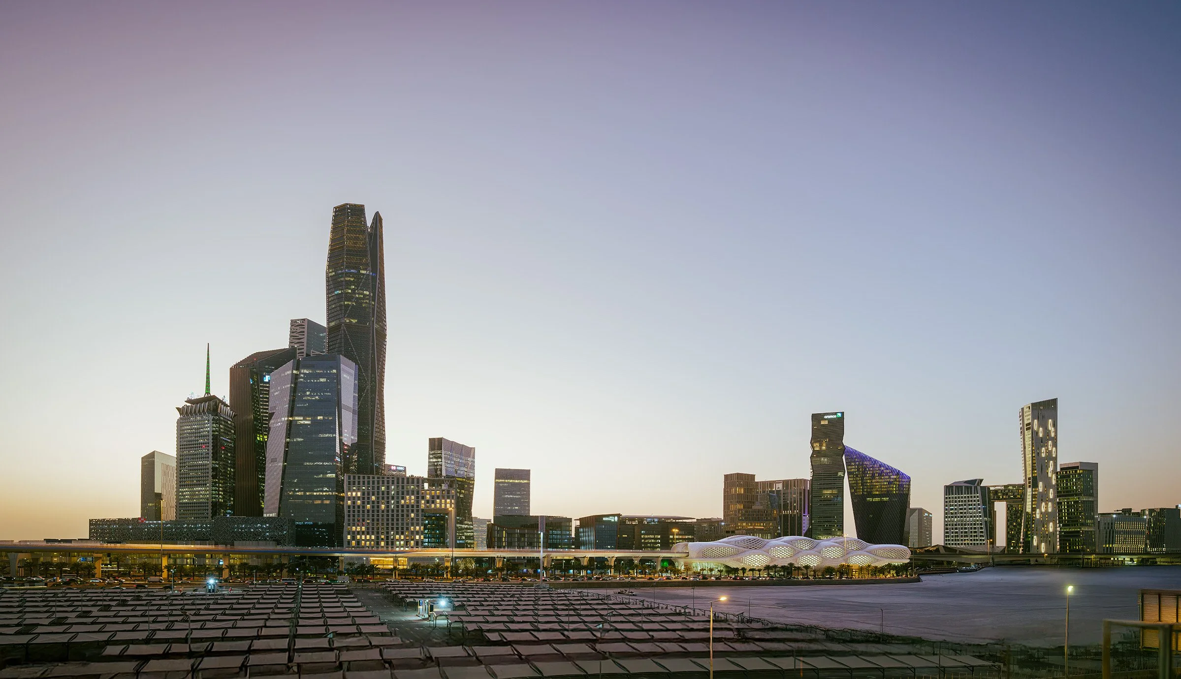 Riyadh City - KAFD View after sunset. Amazing city view with building lights