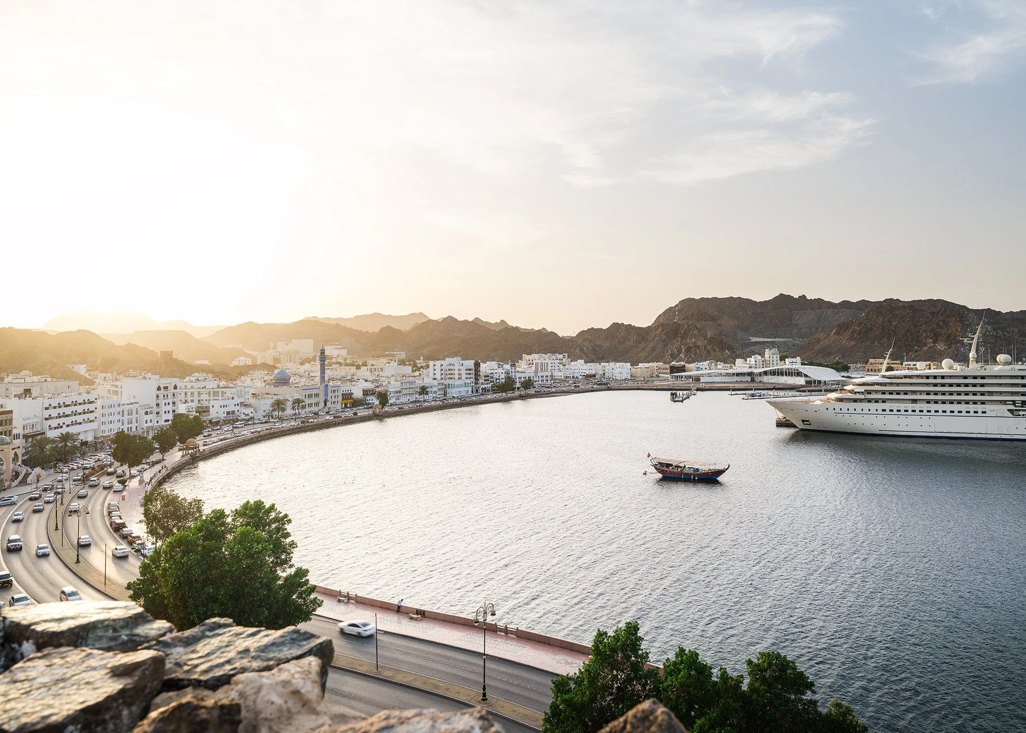 sunset view towards marina in corniche - Muttrah, Muscat
