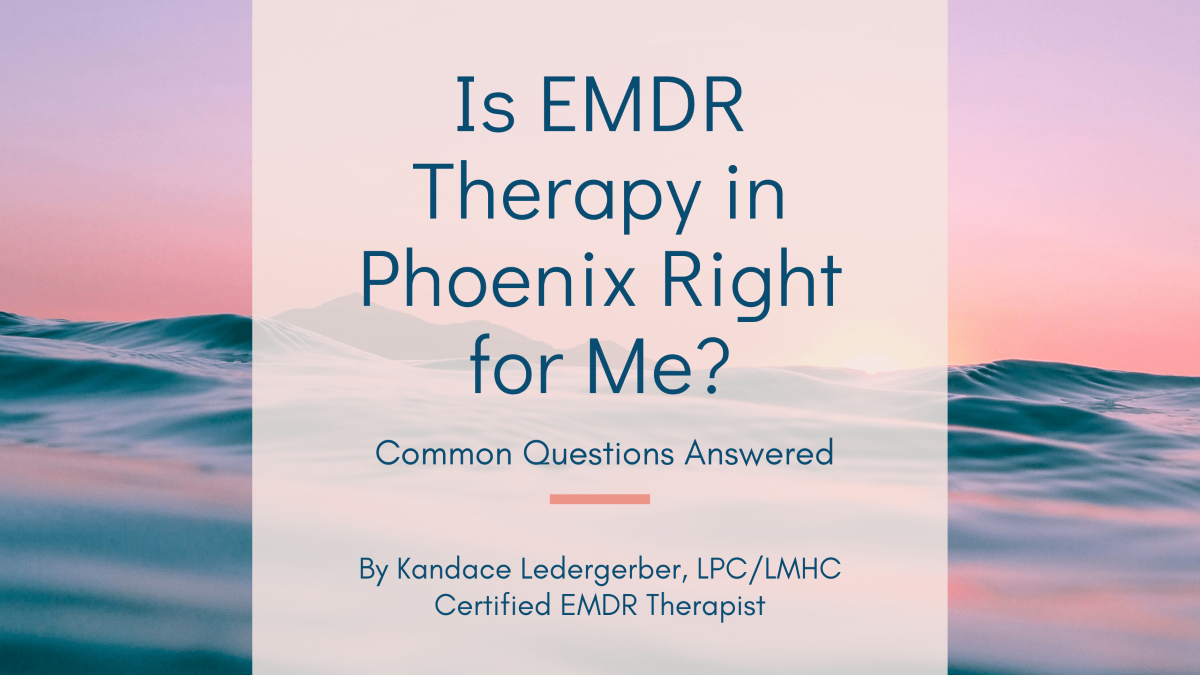 Calming ocean waves under a pink sunrise background for EMDR therapy in Phoenix blog, representing peace and emotional healing.