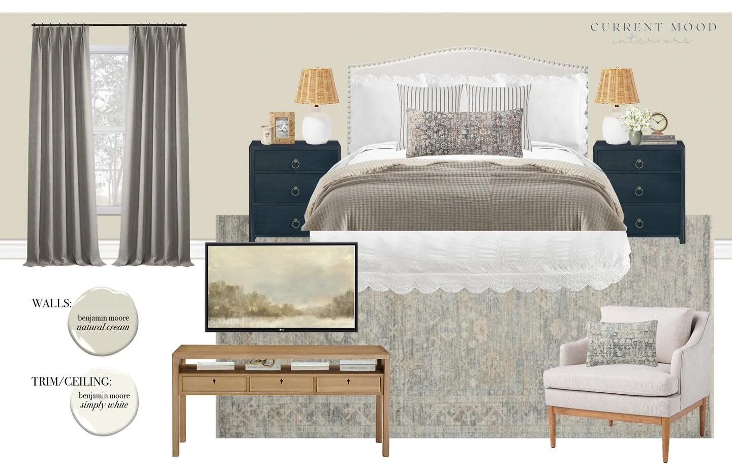 Guest Room Revamp ✨ 
One of my biggest recommendations is starting with the area rug &mdash; like this pretty little number from @loloirugs &mdash; and using that as the backdrop for your color palette for a space. I love how this design came togethe