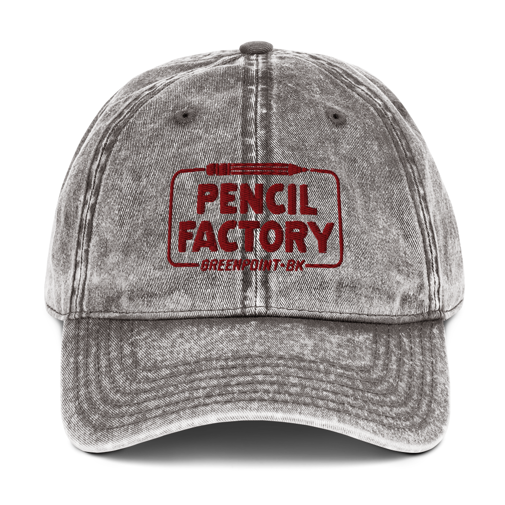 Vintage Cotton Twill Cap with Maroon Embroidered Pencil Logo
