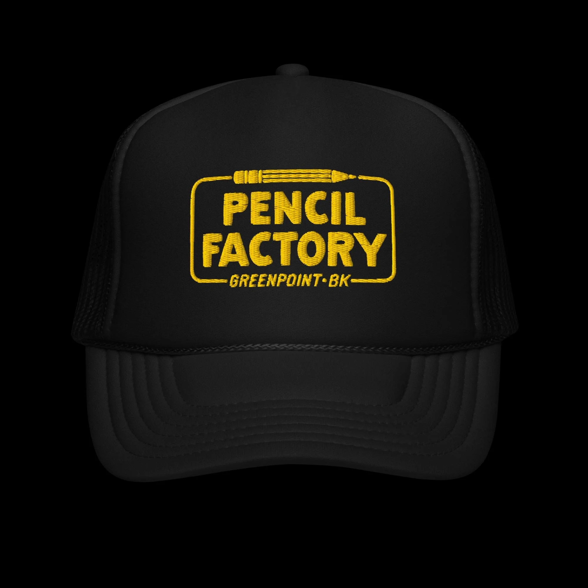 Mustard Pencil Logo Embroidered Foam Trucker Hat Black