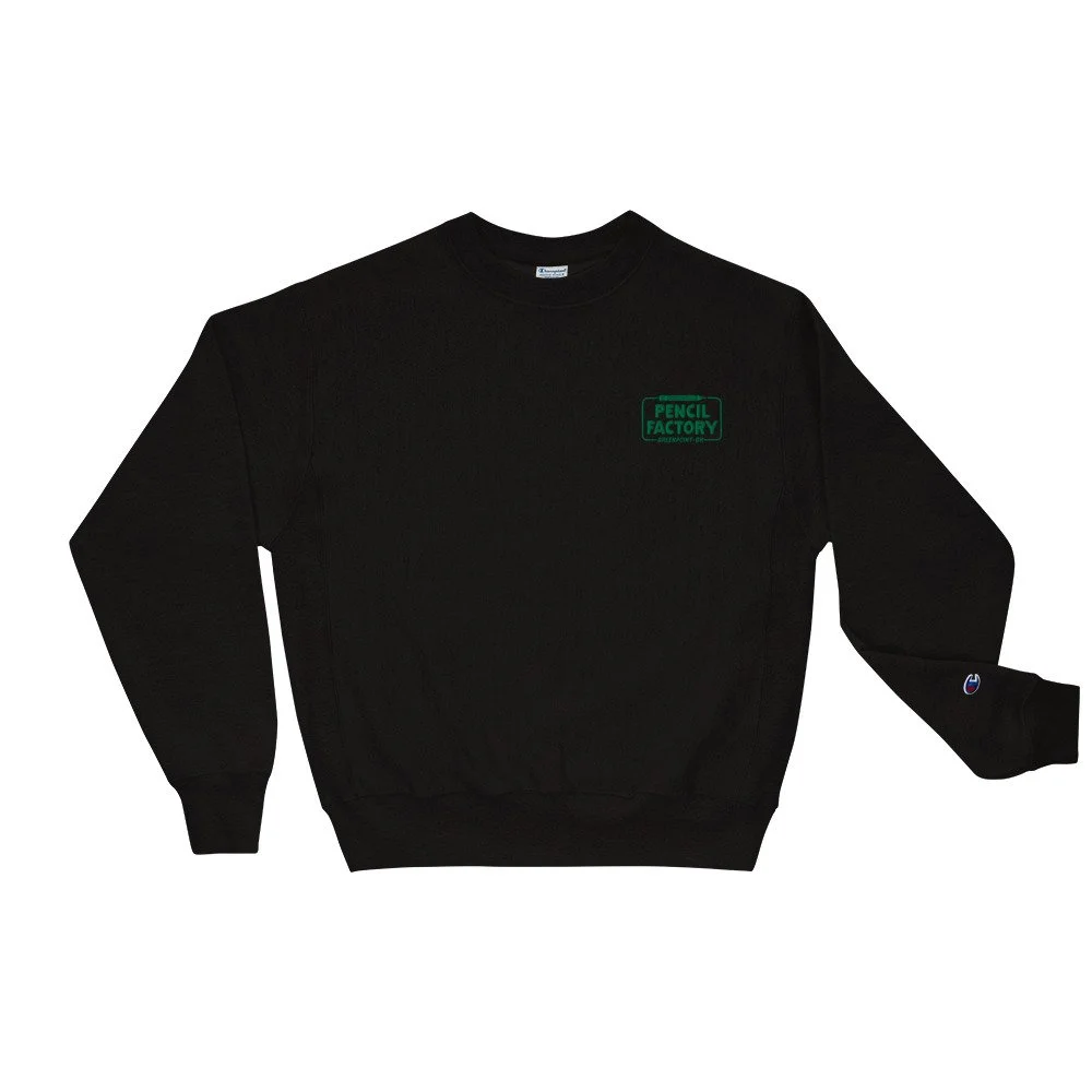 Champion Sweatshirt with Embroidered Hunter Green Pencil Logo