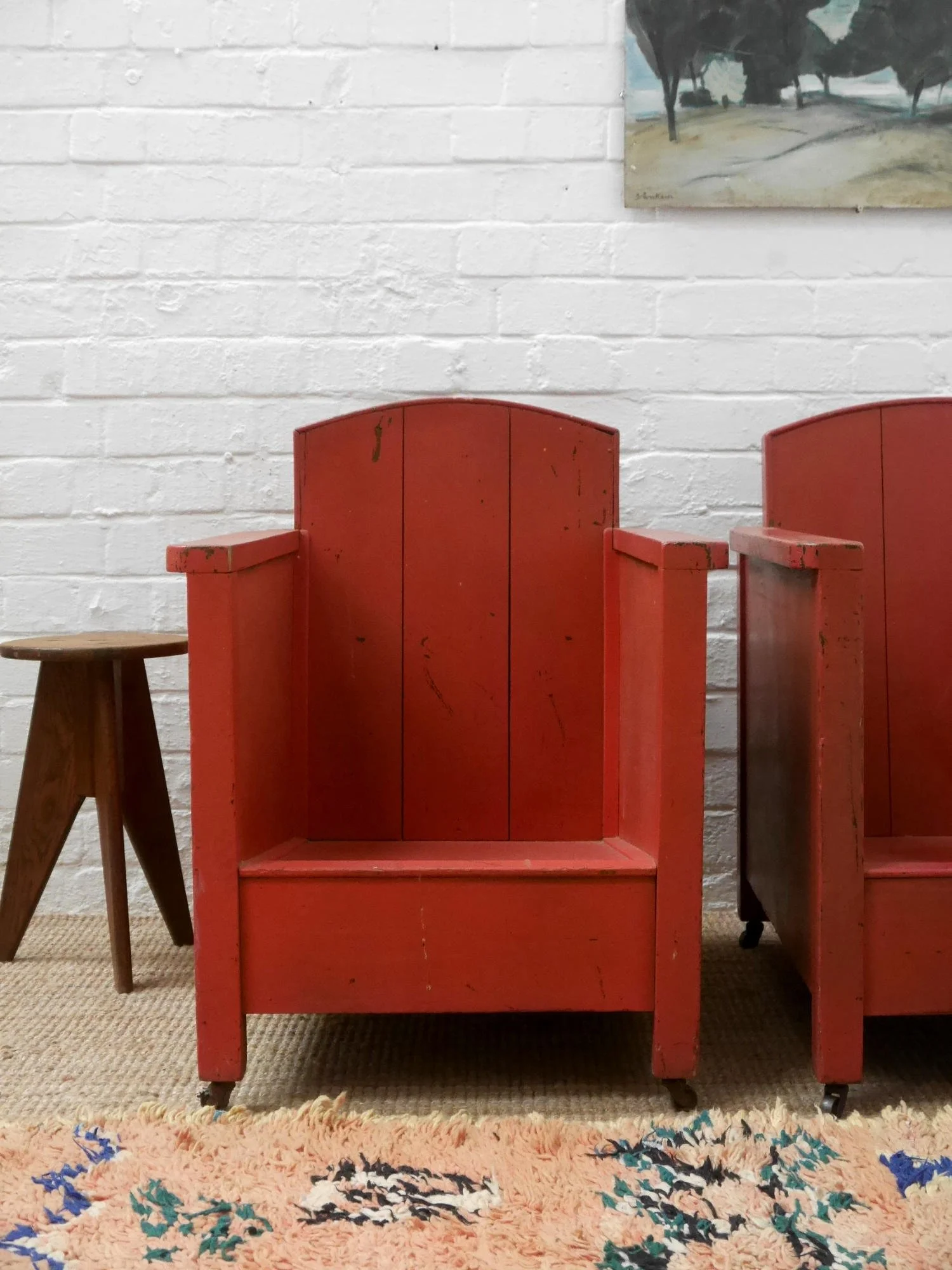 1930s wooden lounge chairs