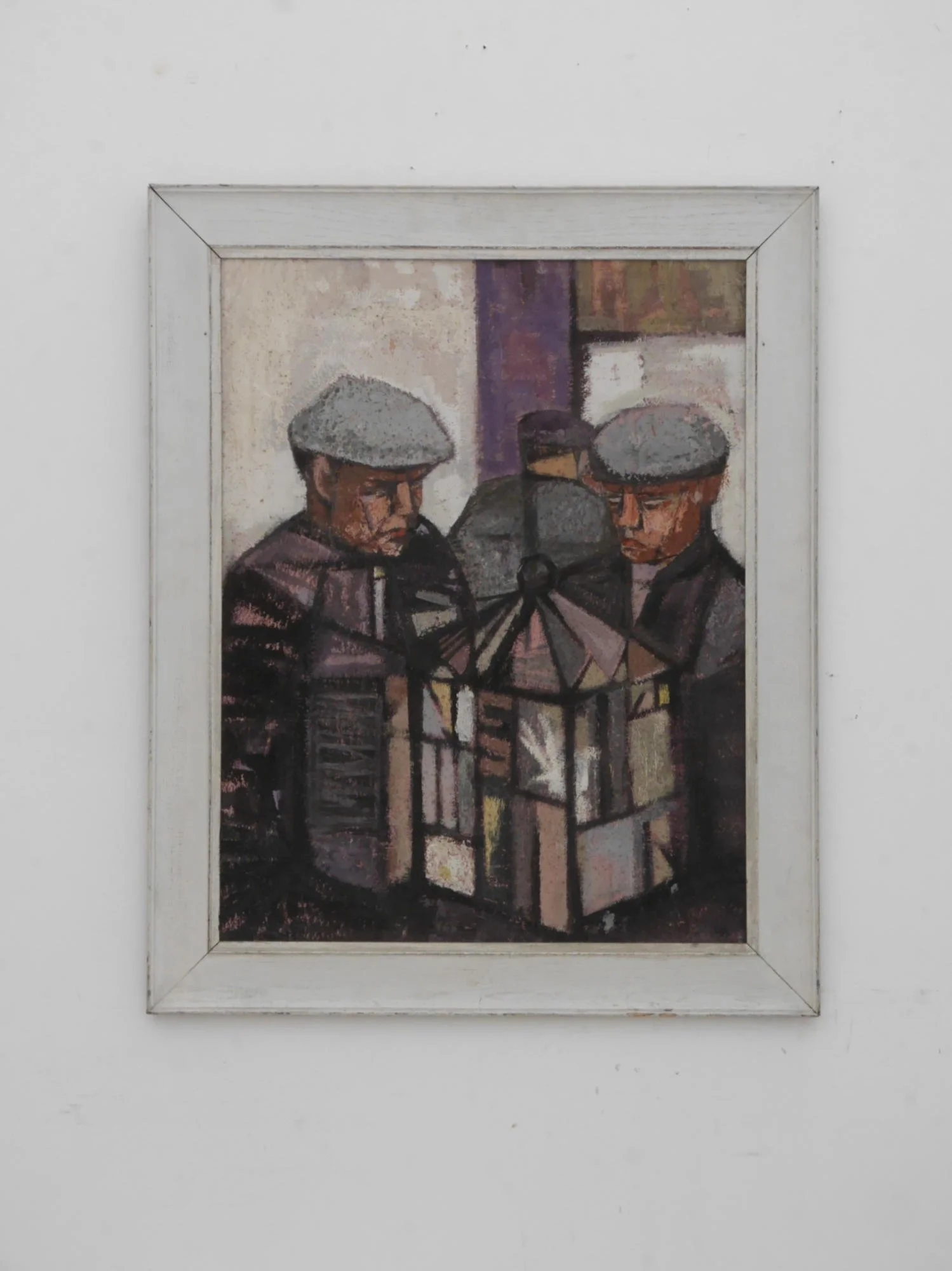Postwar painting of pigeon fanciers
