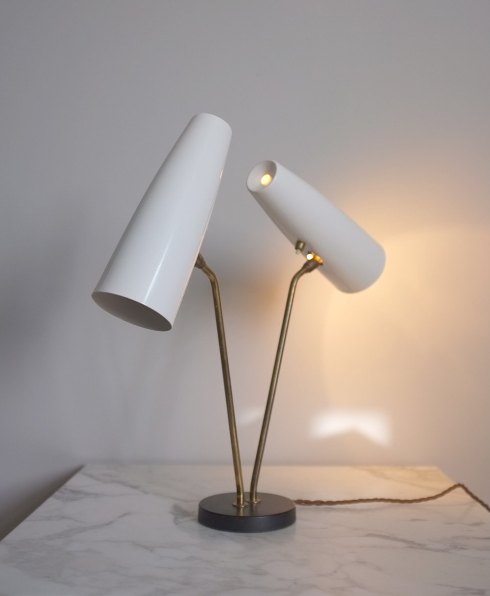 Oswald Hollman 1950s double shade lamp