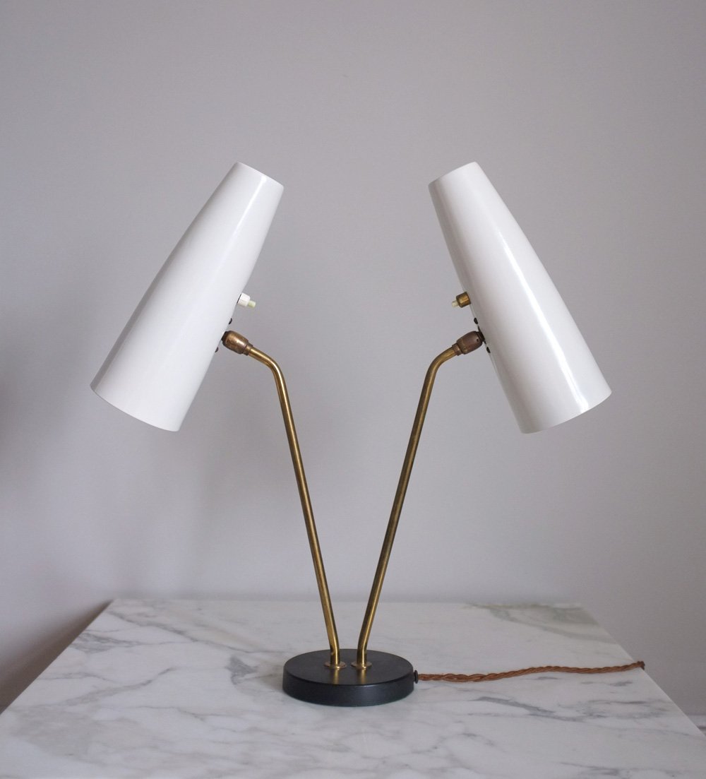 Oswald Hollman 1950s double shade lamp