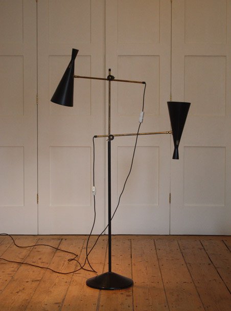 Floor lamp with double shades by GA Scott for Maclamp