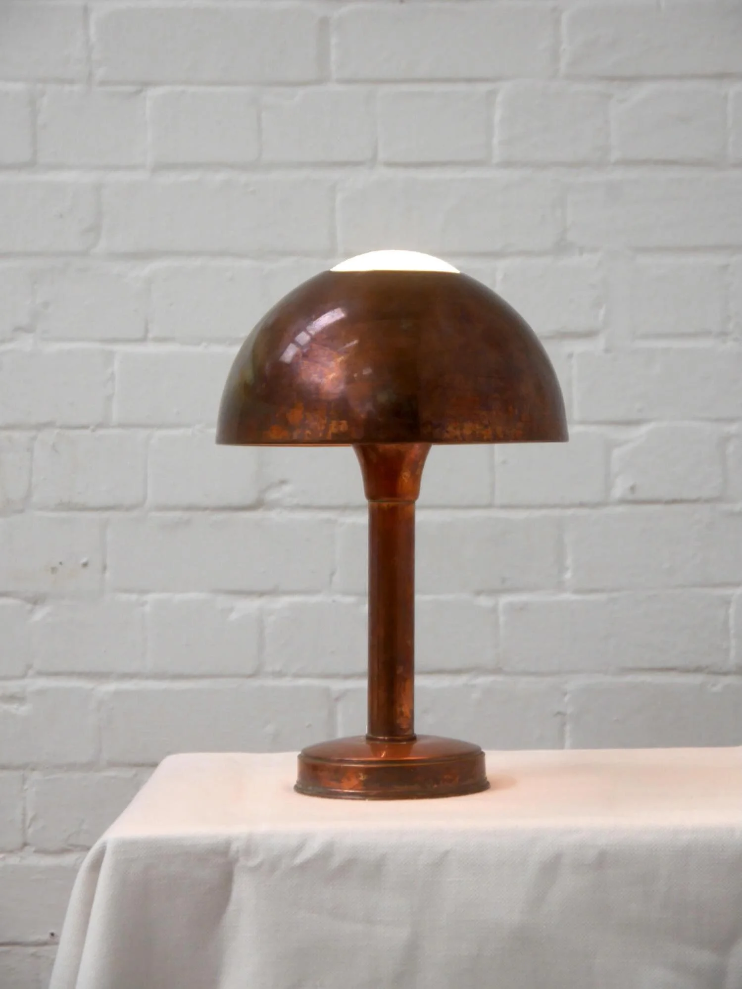 Small but beautifully formed copper lamp, French, 1930s. Lovely warm patina to the copper.

&pound;325
