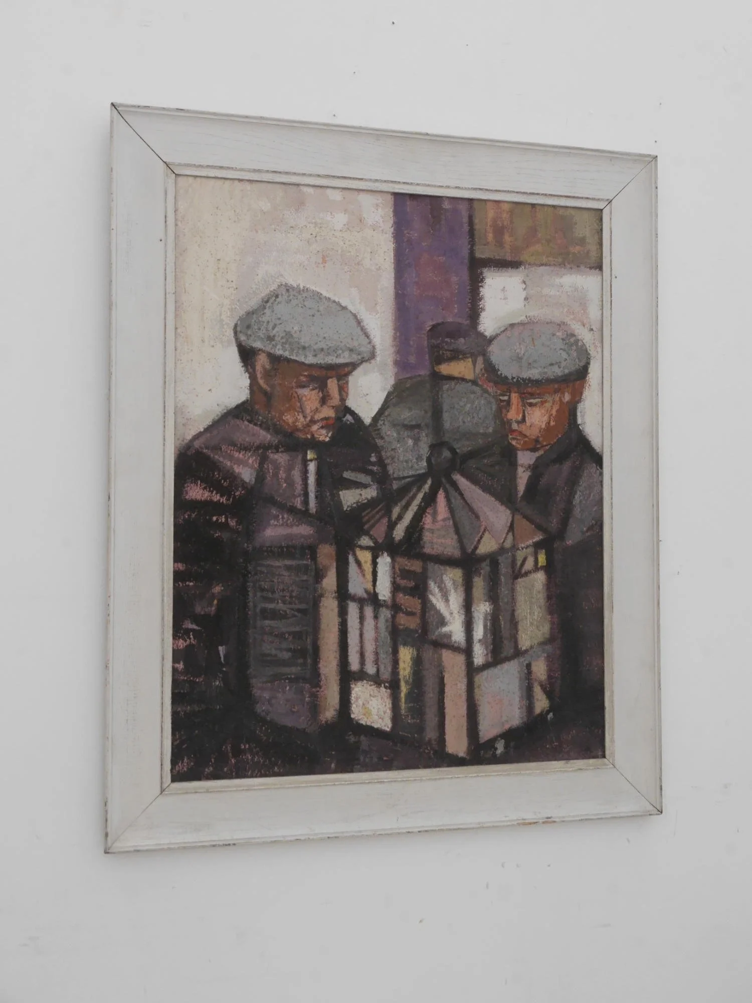 Postwar painting of pigeon fanciers