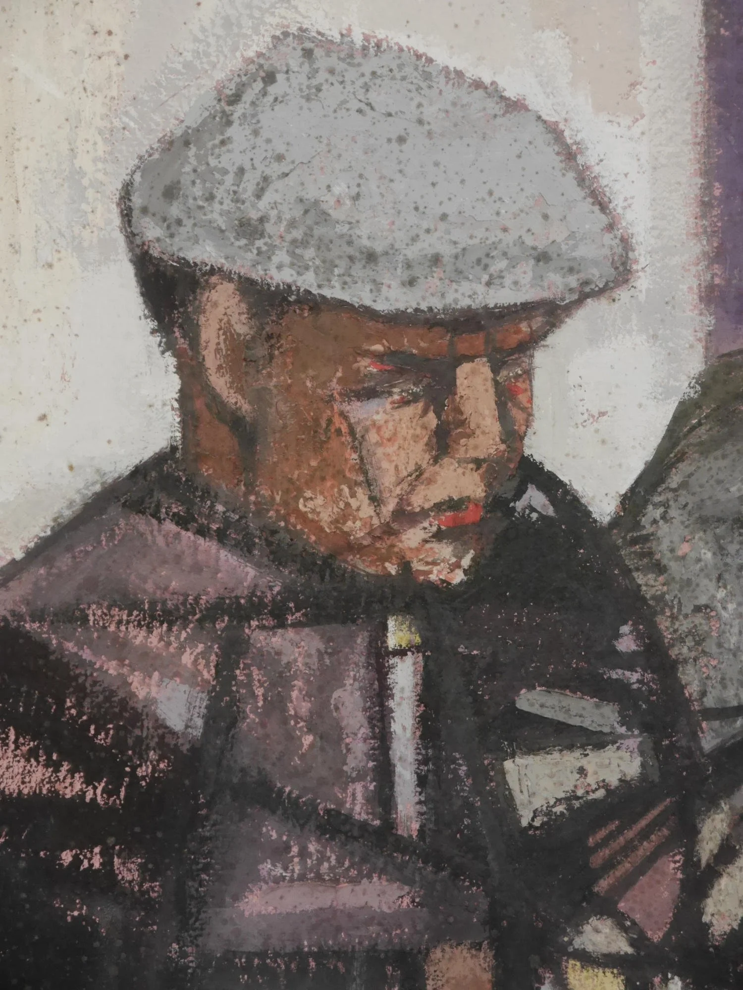 Postwar painting of pigeon fanciers
