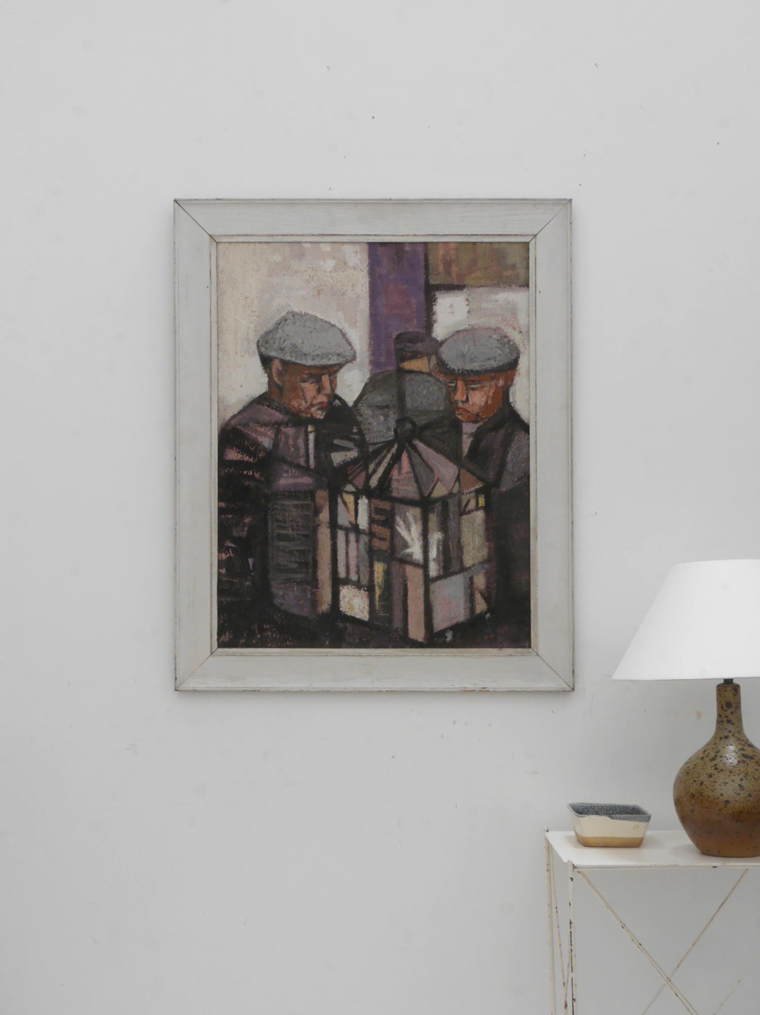 Post-war painting of pigeon fanciers