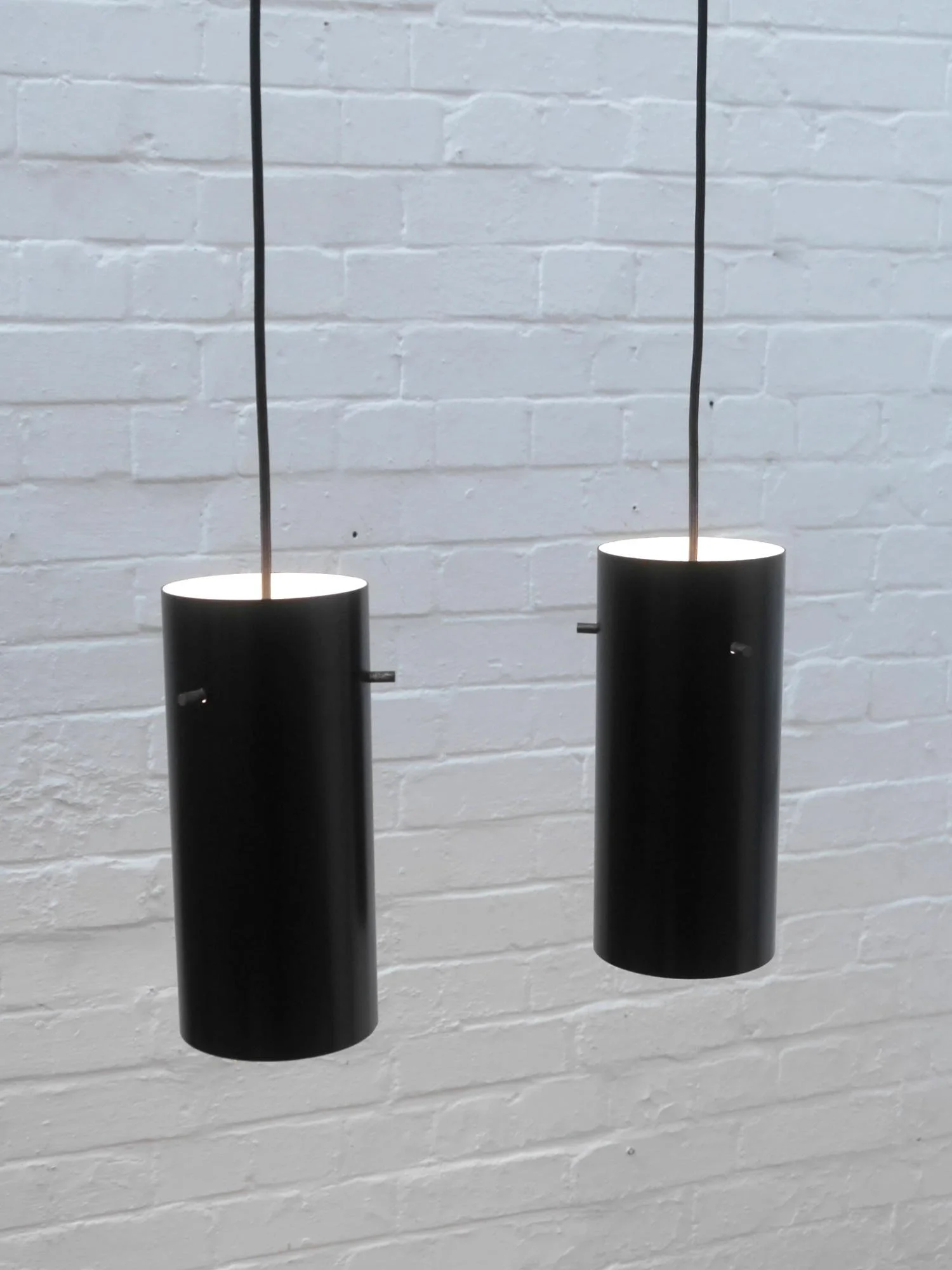 Pair of 1960s black pendant lights