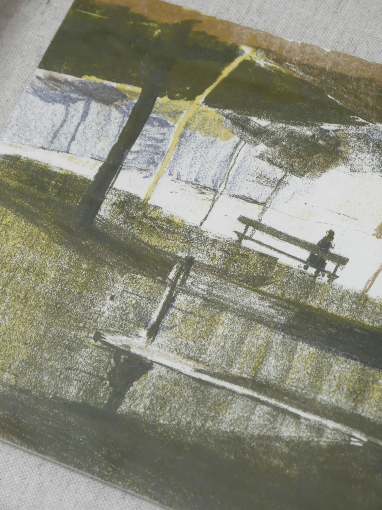 Midcentury mixed media painting