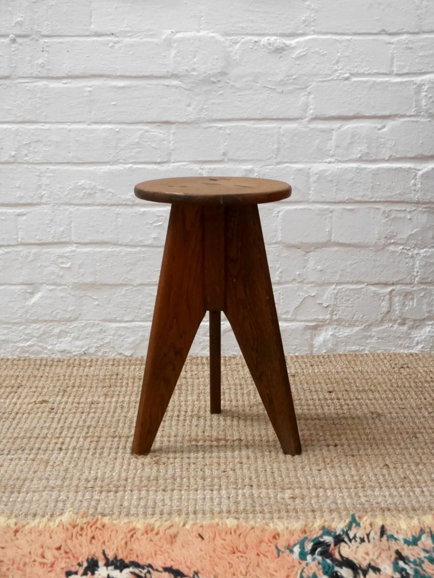 French 1940s wooden stool