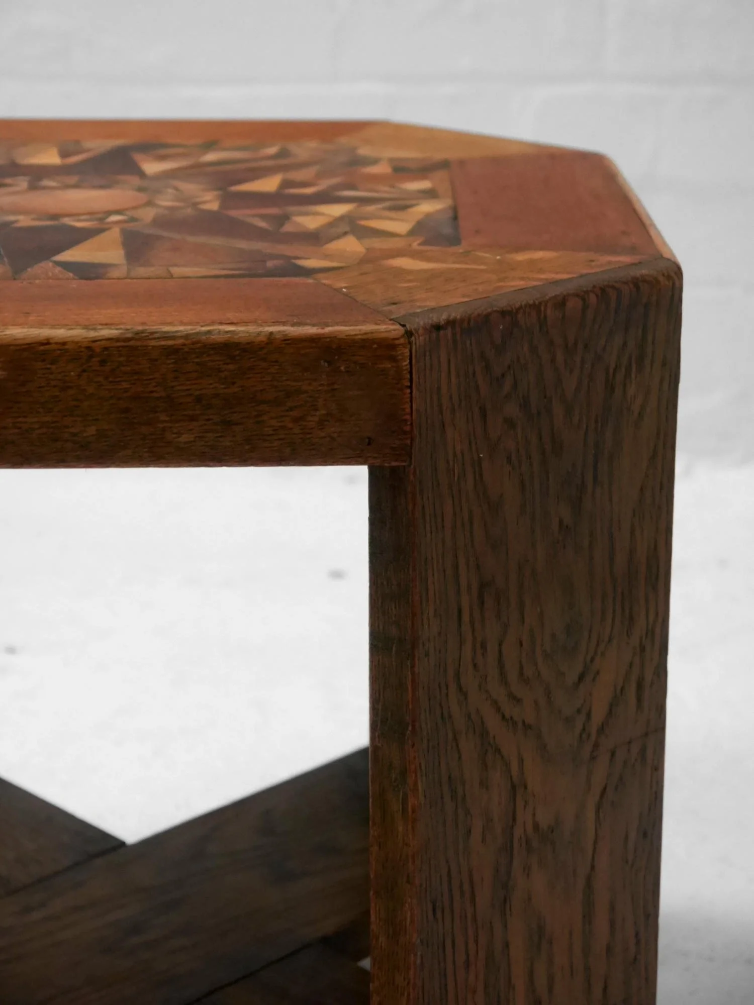 1930s oak parquetry side table
