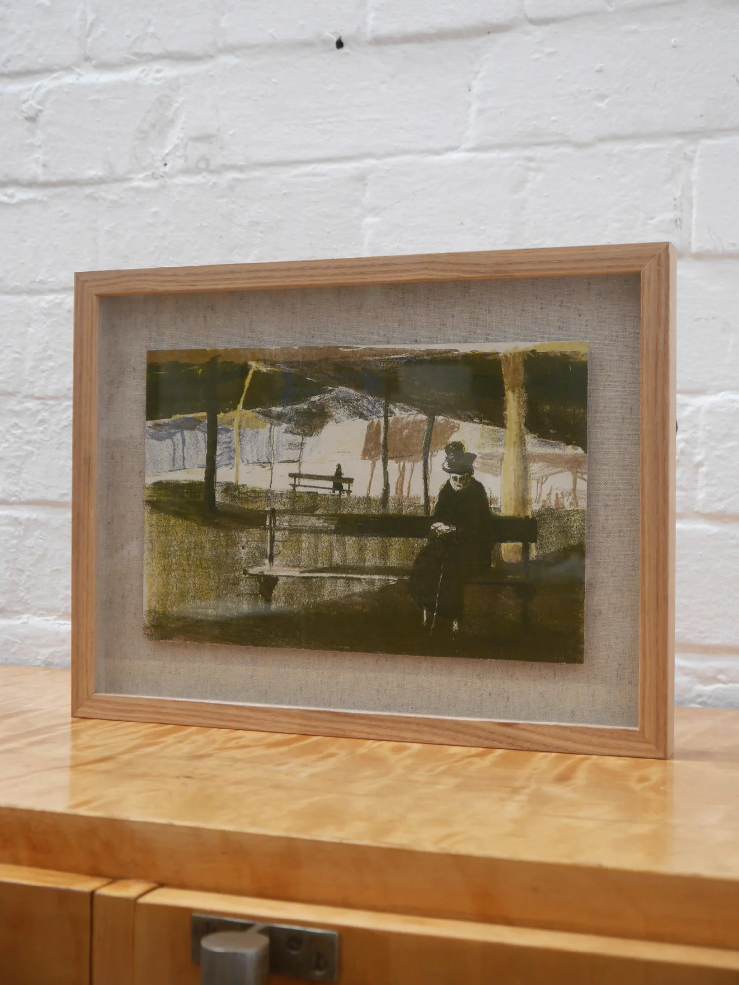 Midcentury mixed media painting