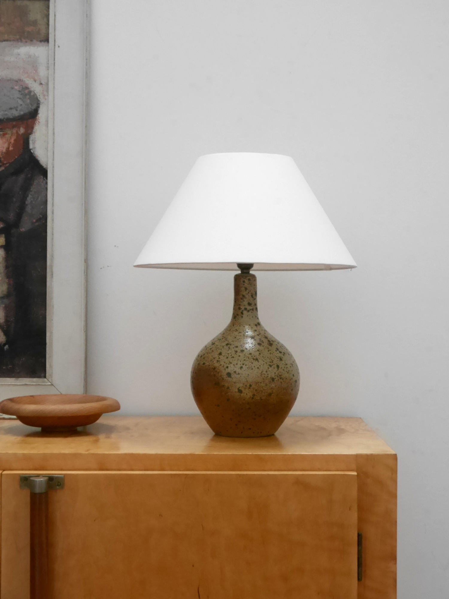 French stoneware 1960s table lamp