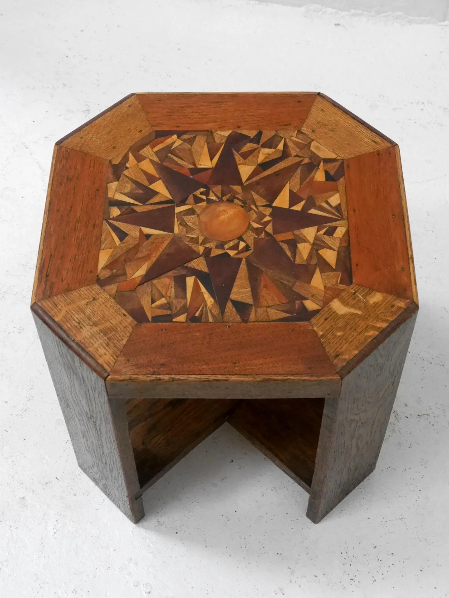 1930s oak parquetry side table