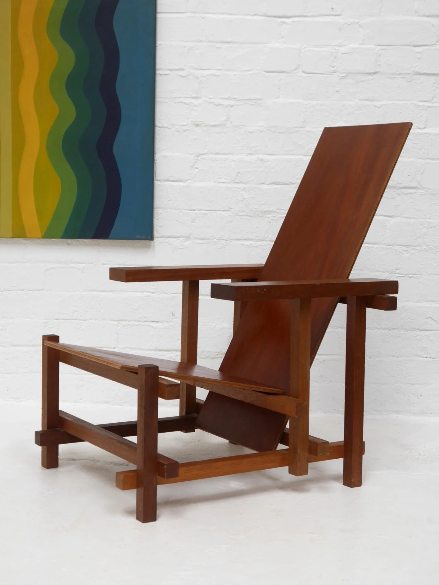 Rietveld teak Red Blue chair