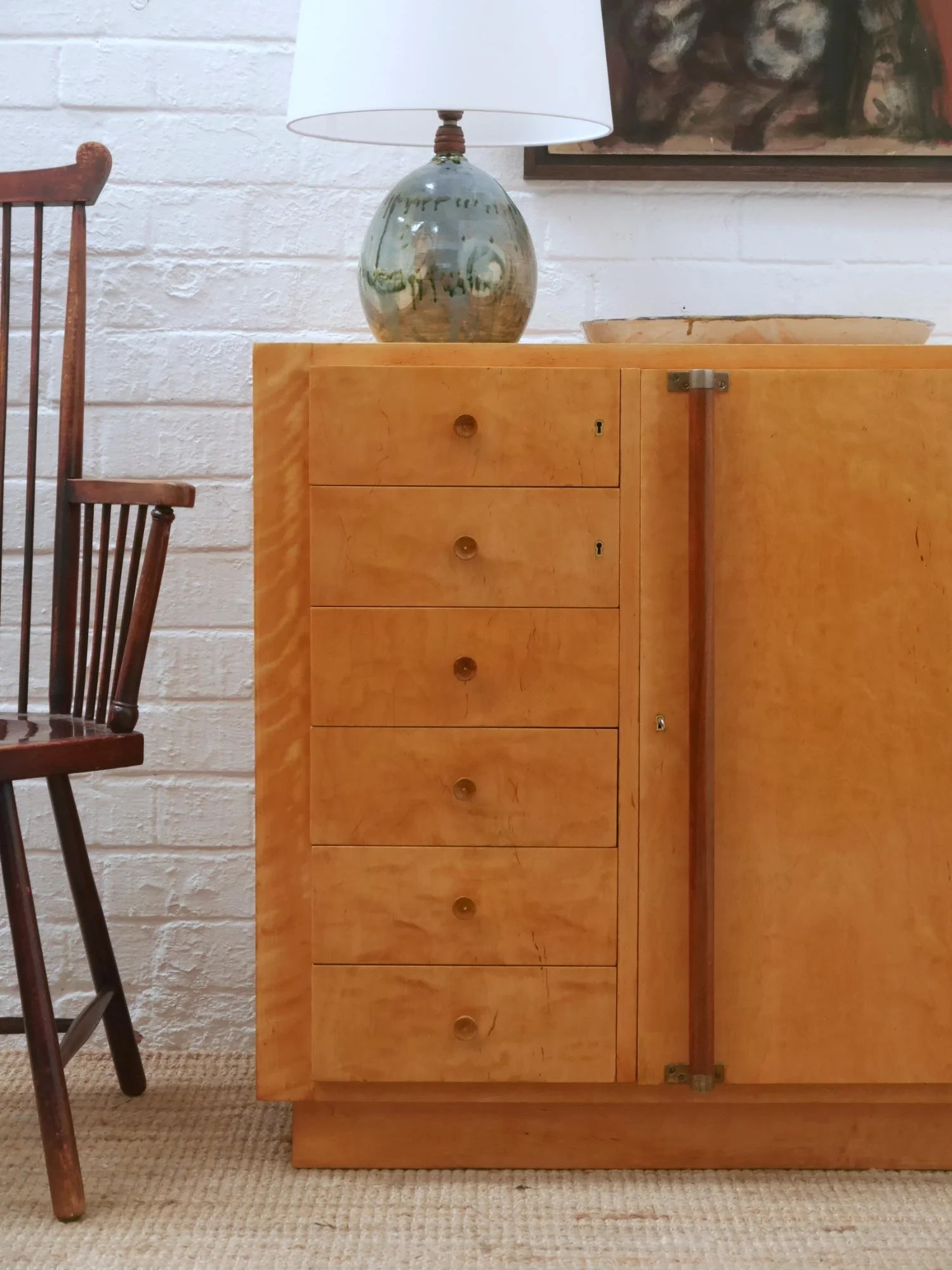 1930s modernist birch cabinet