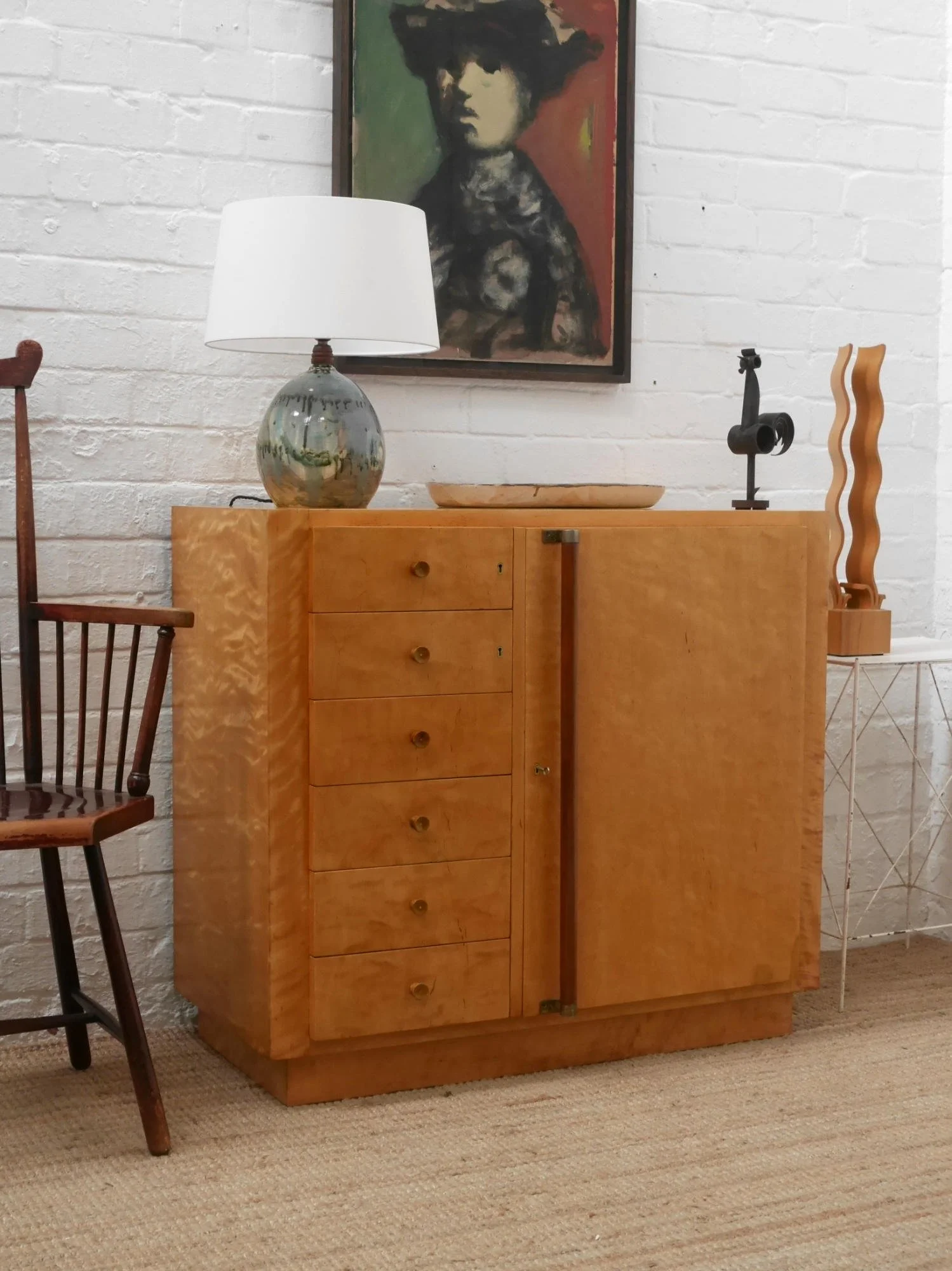 1930s modernist birch cabinet