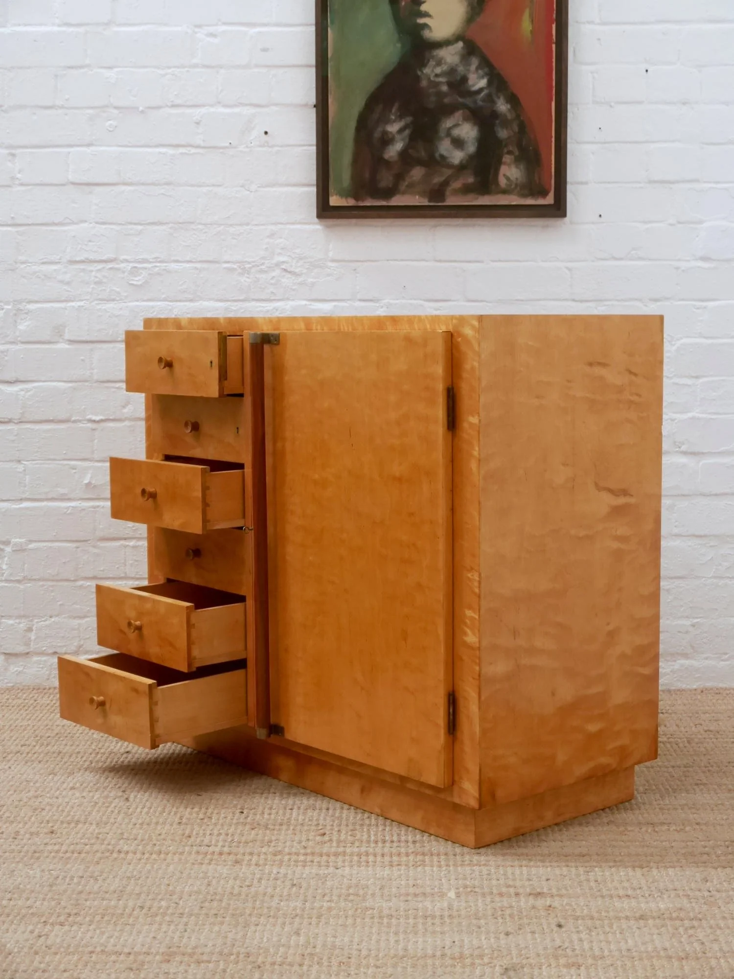 1930s modernist birch cabinet