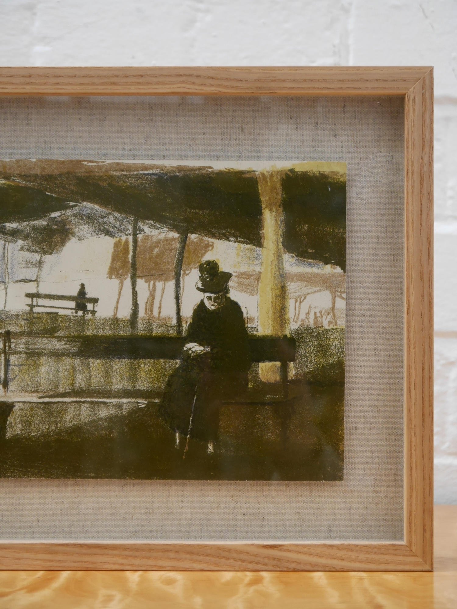 Midcentury mixed media painting