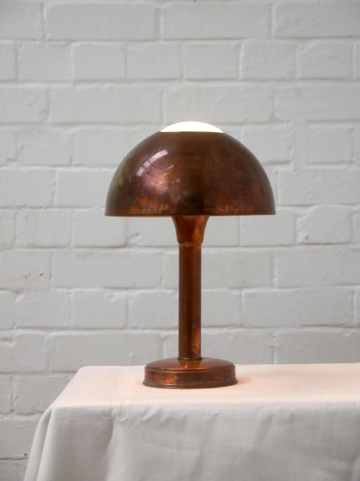 1930s French copper table lamp