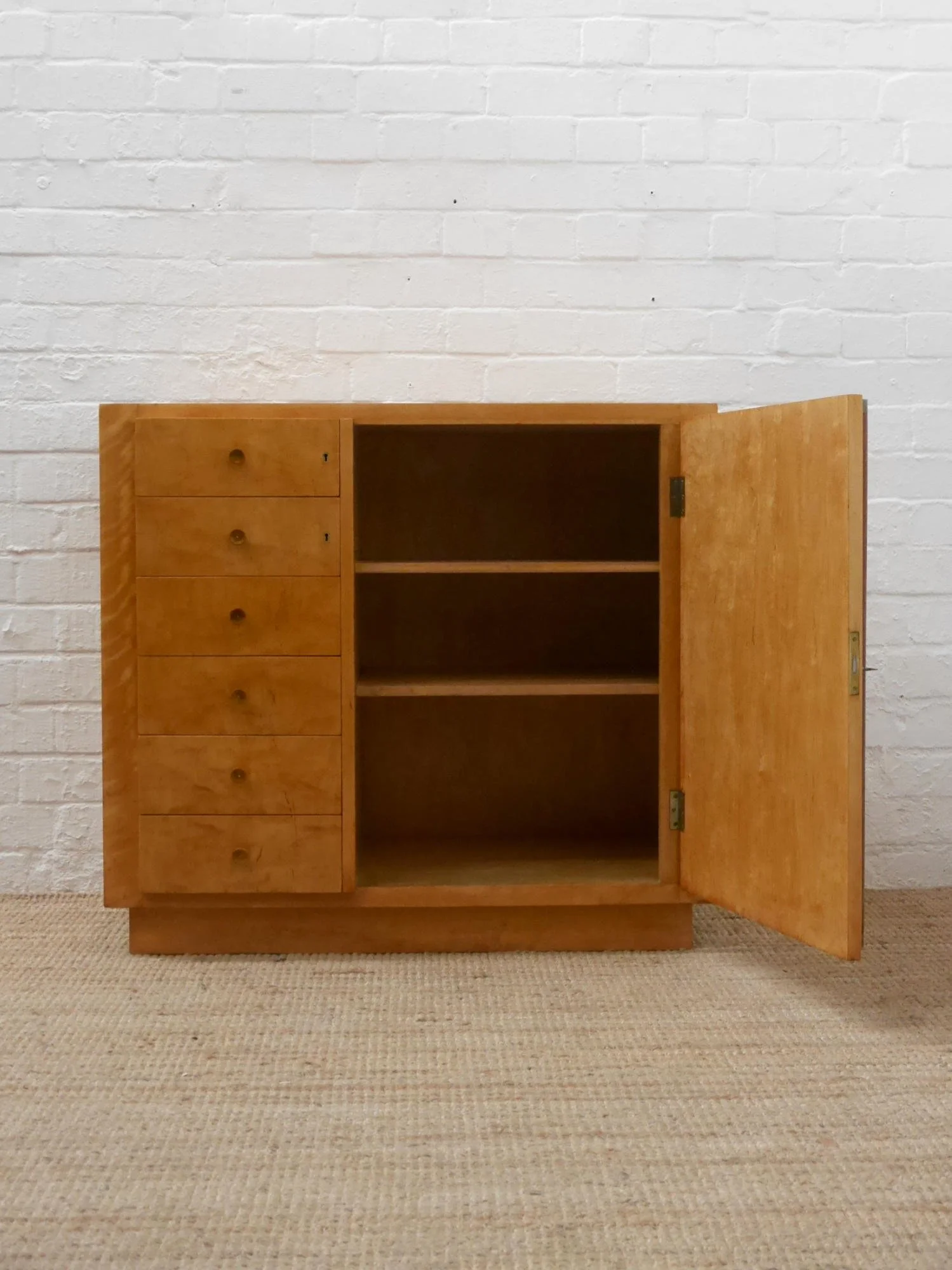 1930s modernist birch cabinet