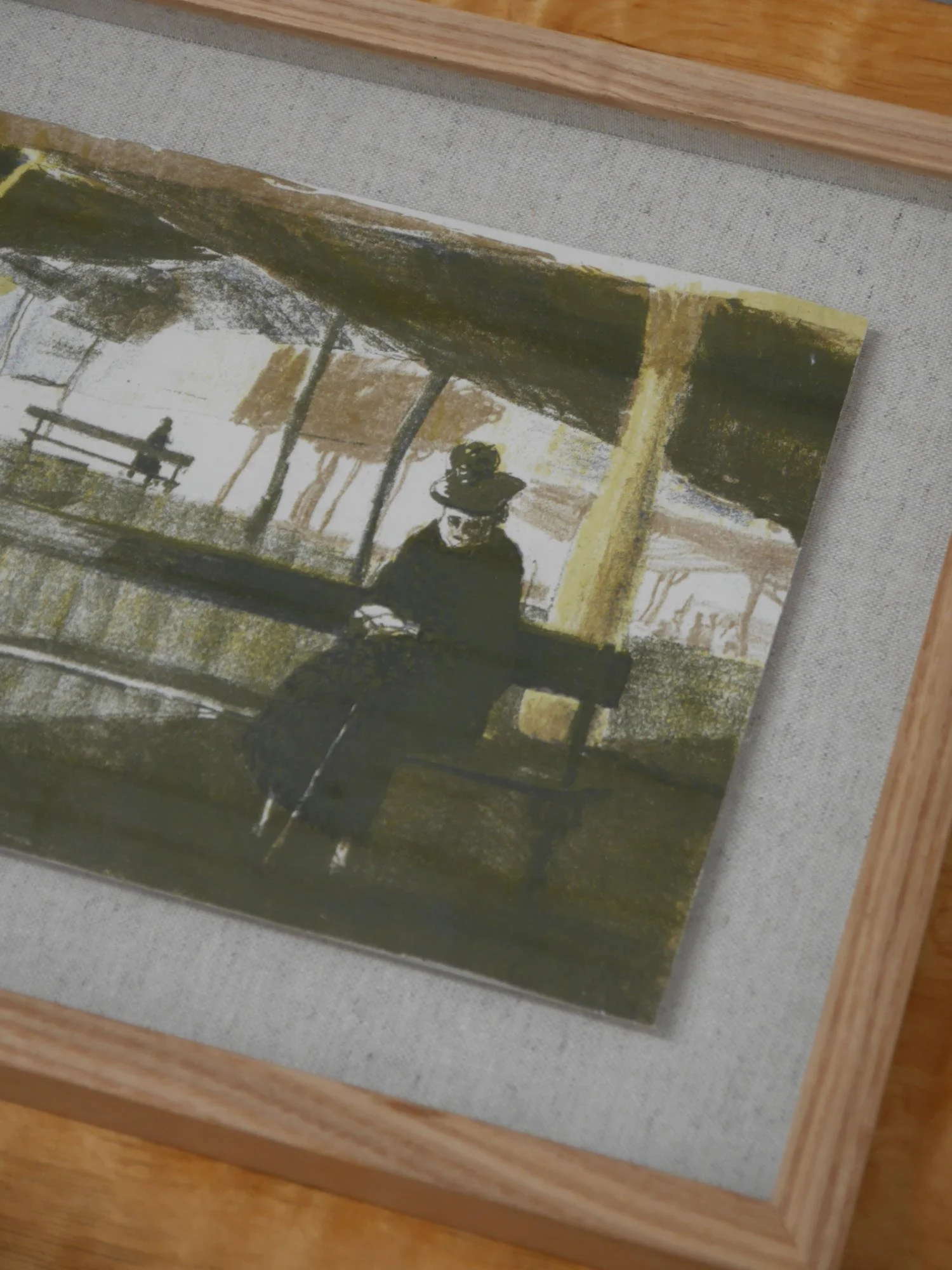 Midcentury mixed media painting