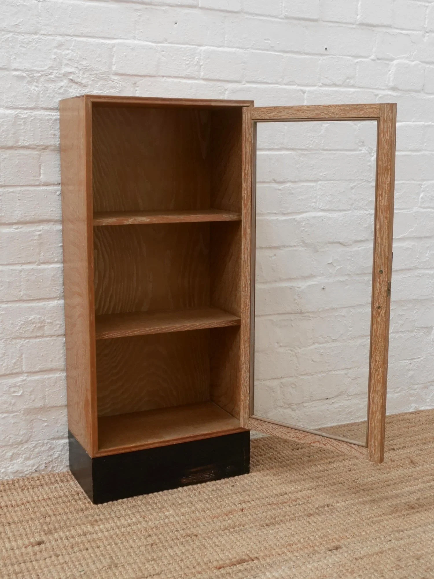 1930s limed oak small cabinet or bookcase