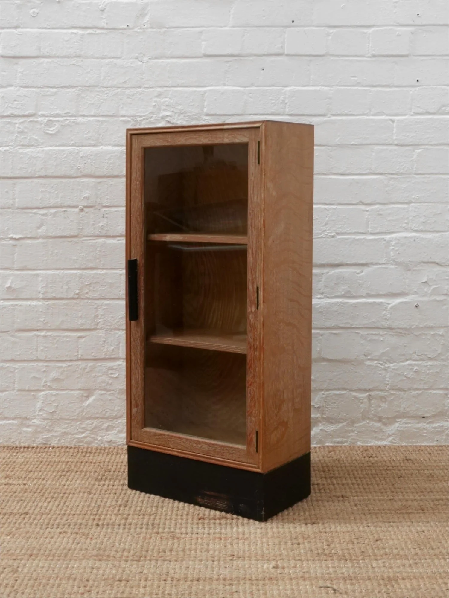 1930s limed oak small cabinet or bookcase