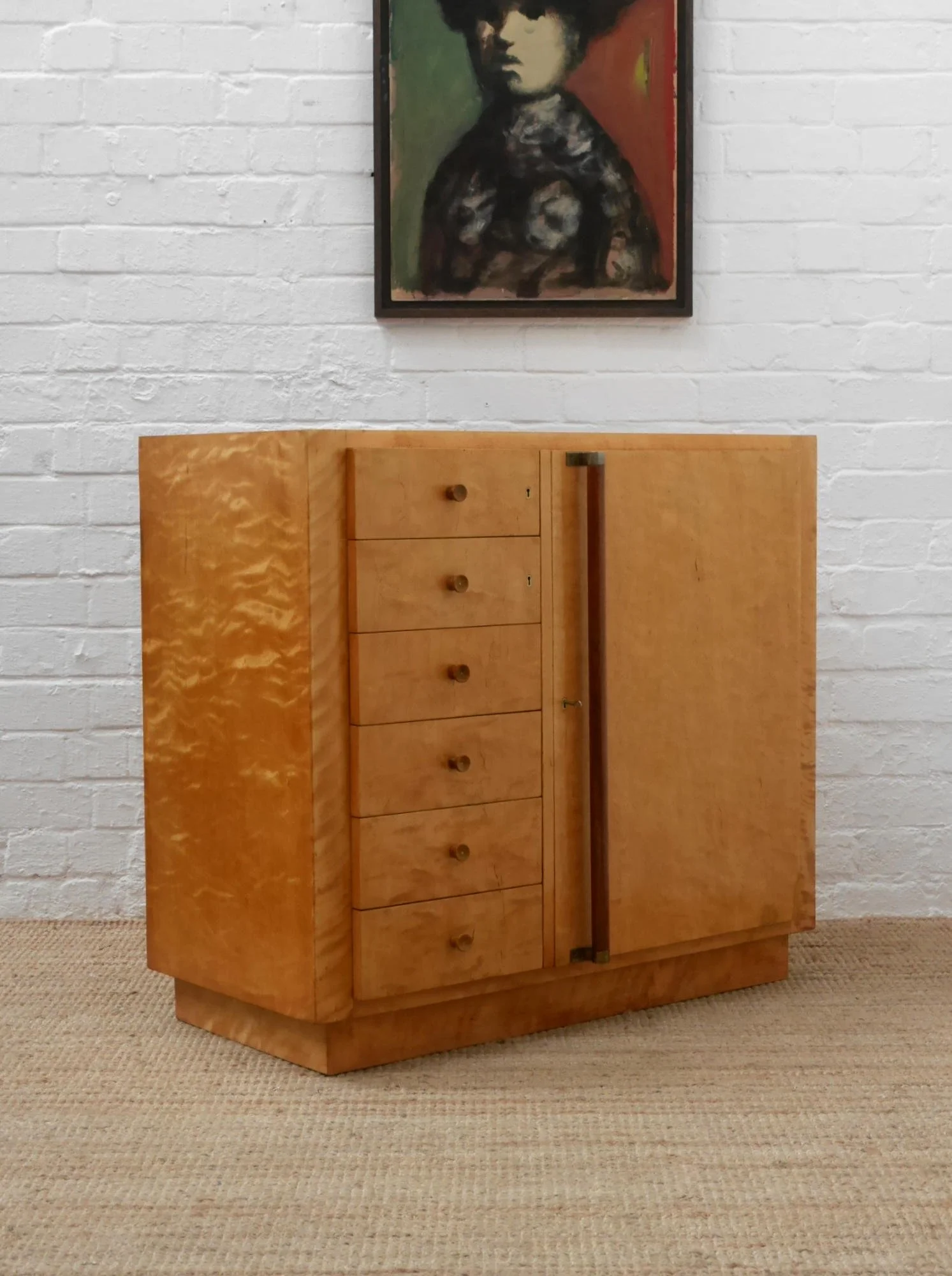 1930s modernist birch cabinet