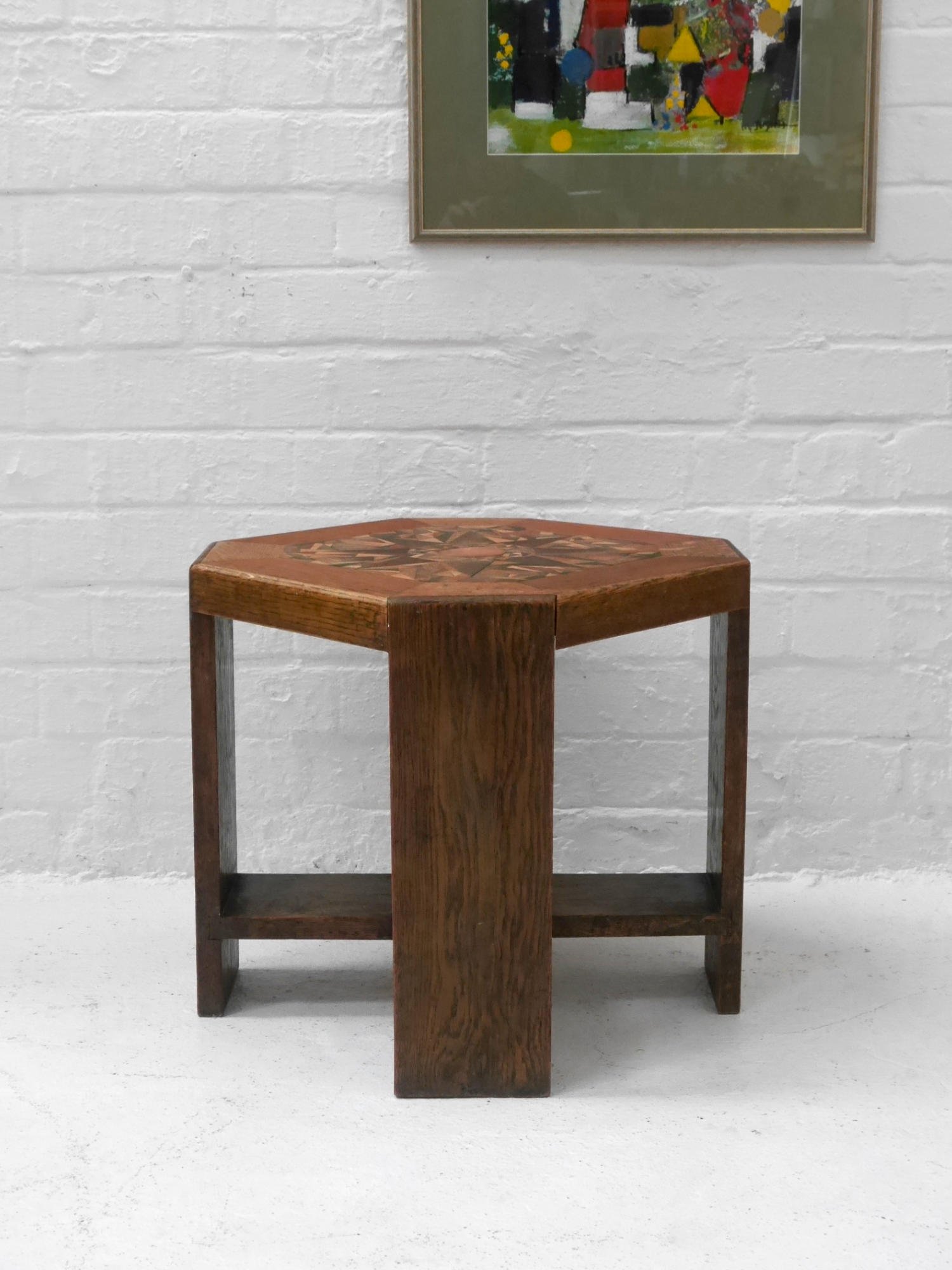 1930s oak parquetry side table