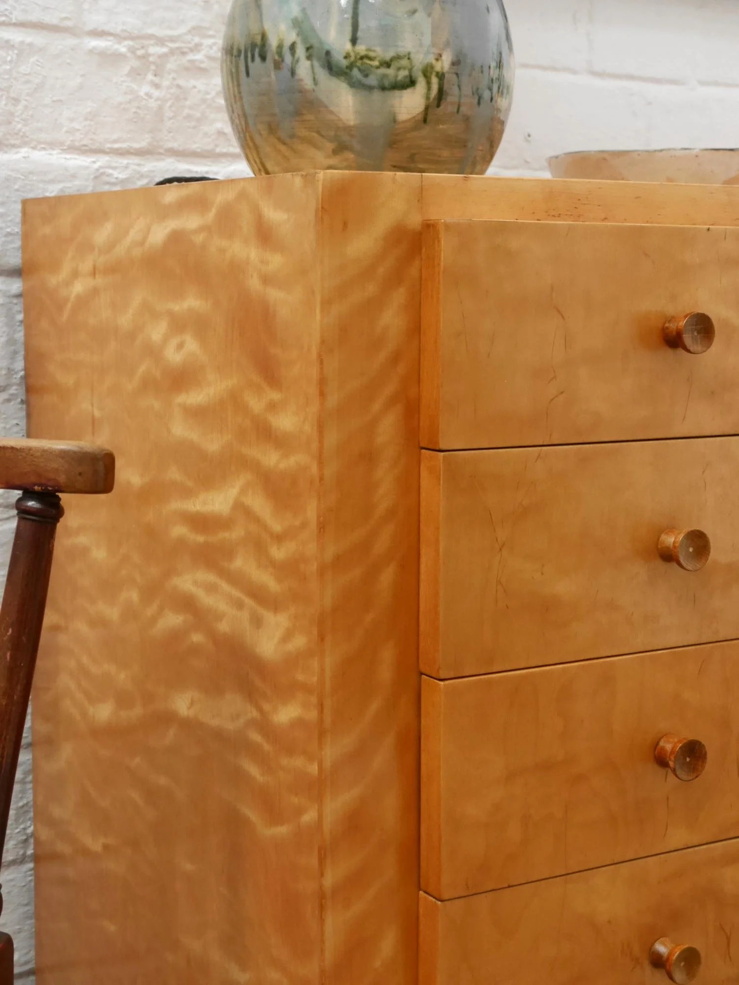 1930s modernist birch cabinet