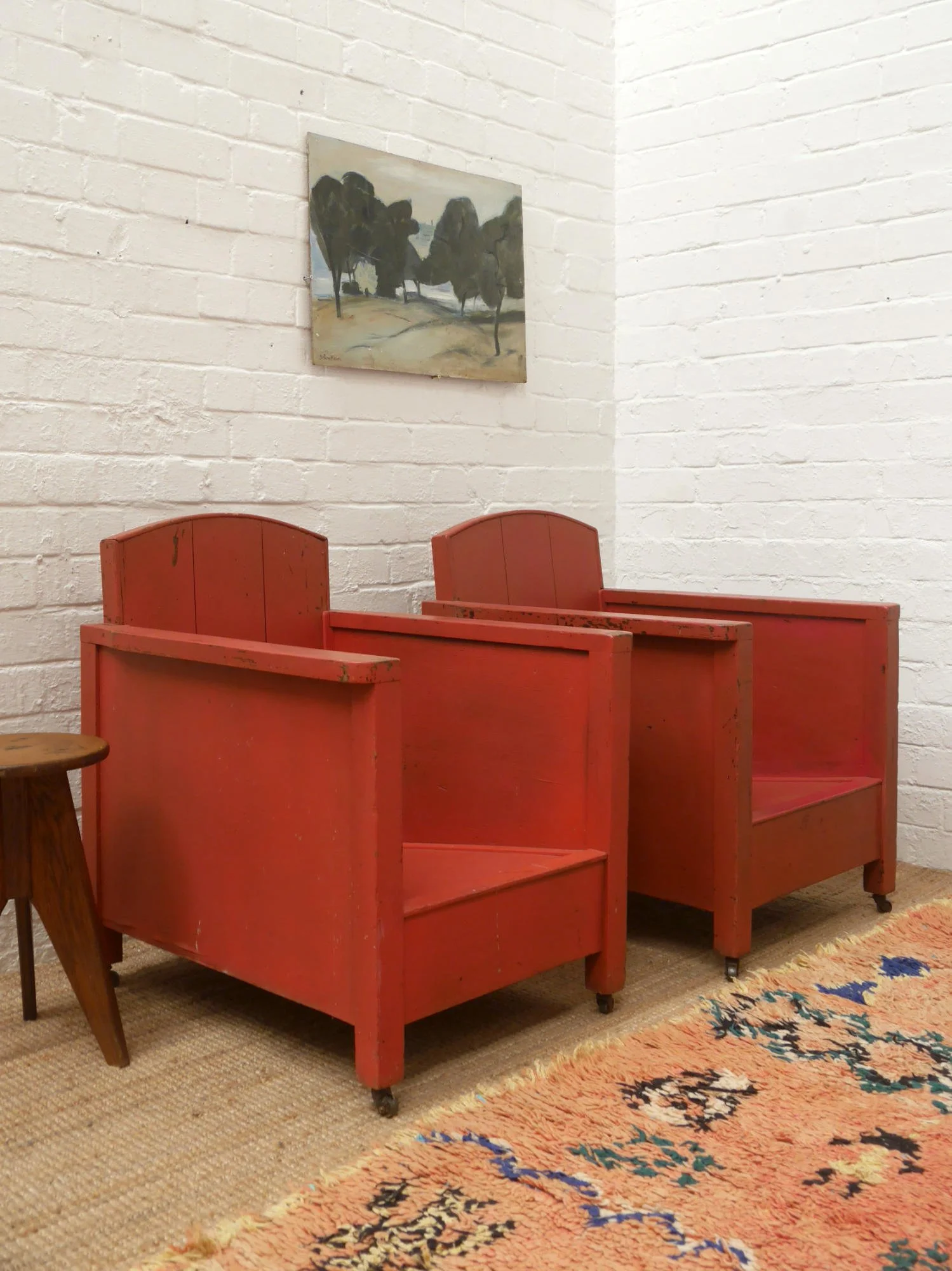 1930s wooden lounge chairs