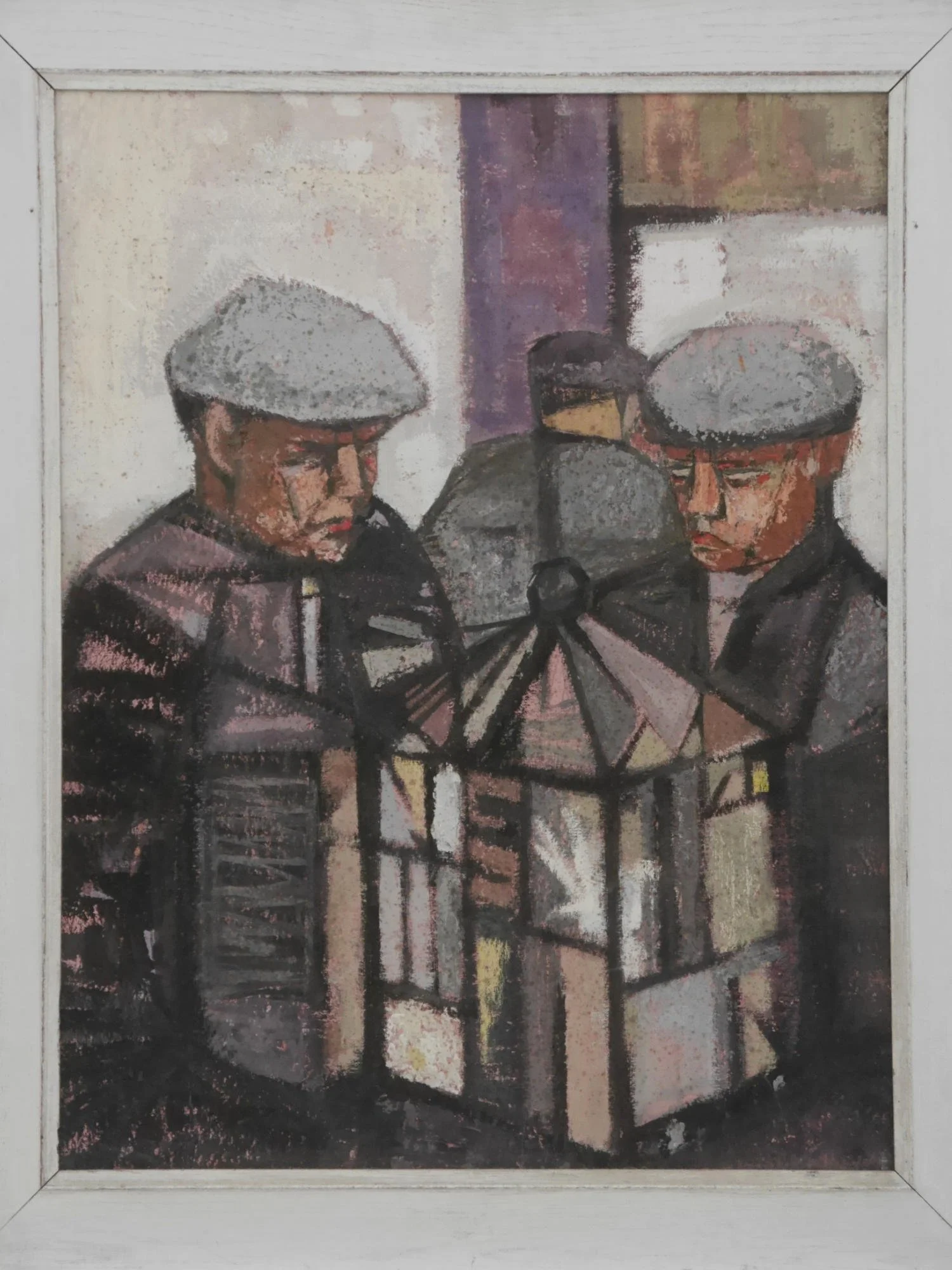 Postwar painting of pigeon fanciers