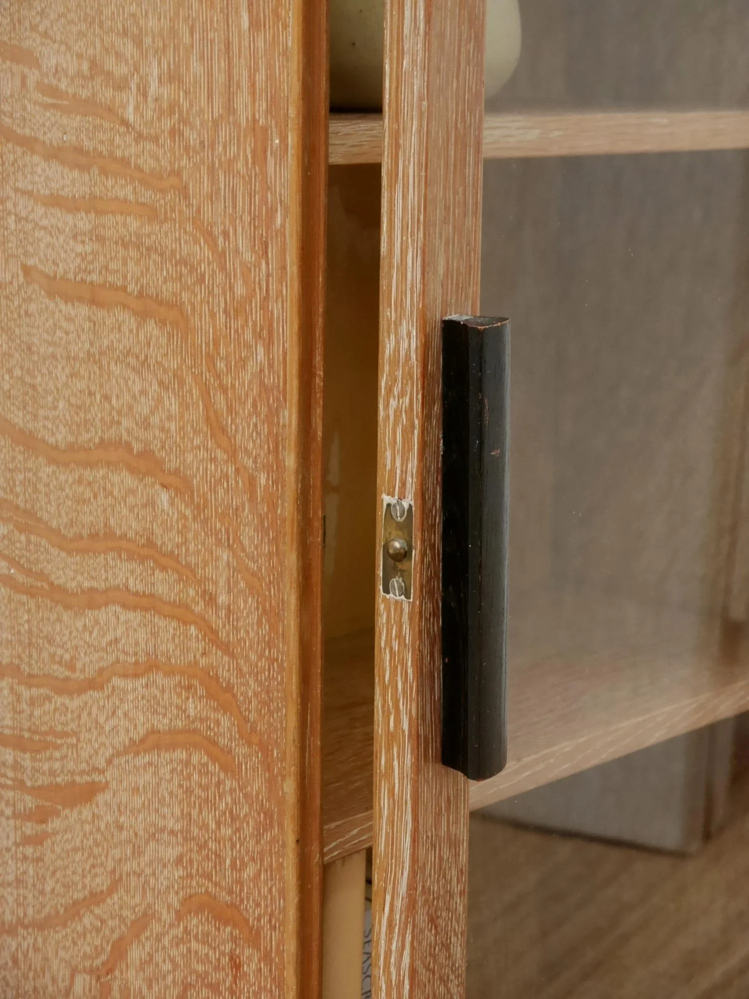 1930s limed oak small cabinet or bookcase