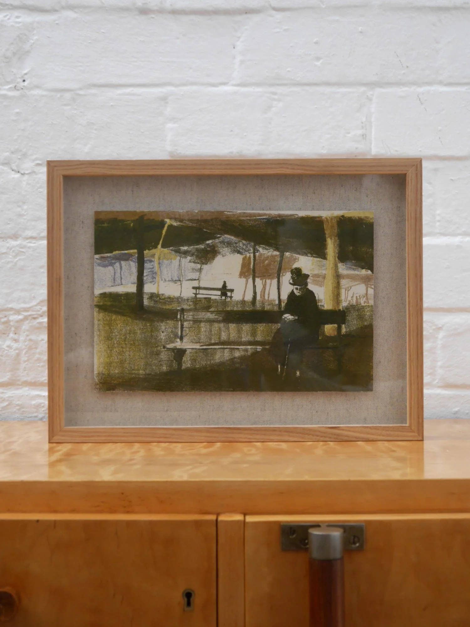 Midcentury mixed media painting