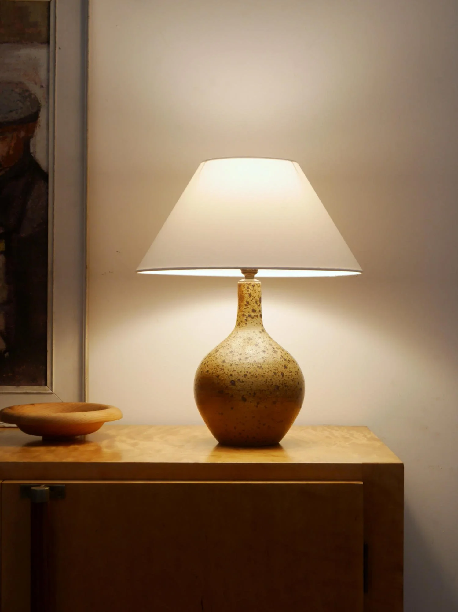 French stoneware 1960s table lamp
