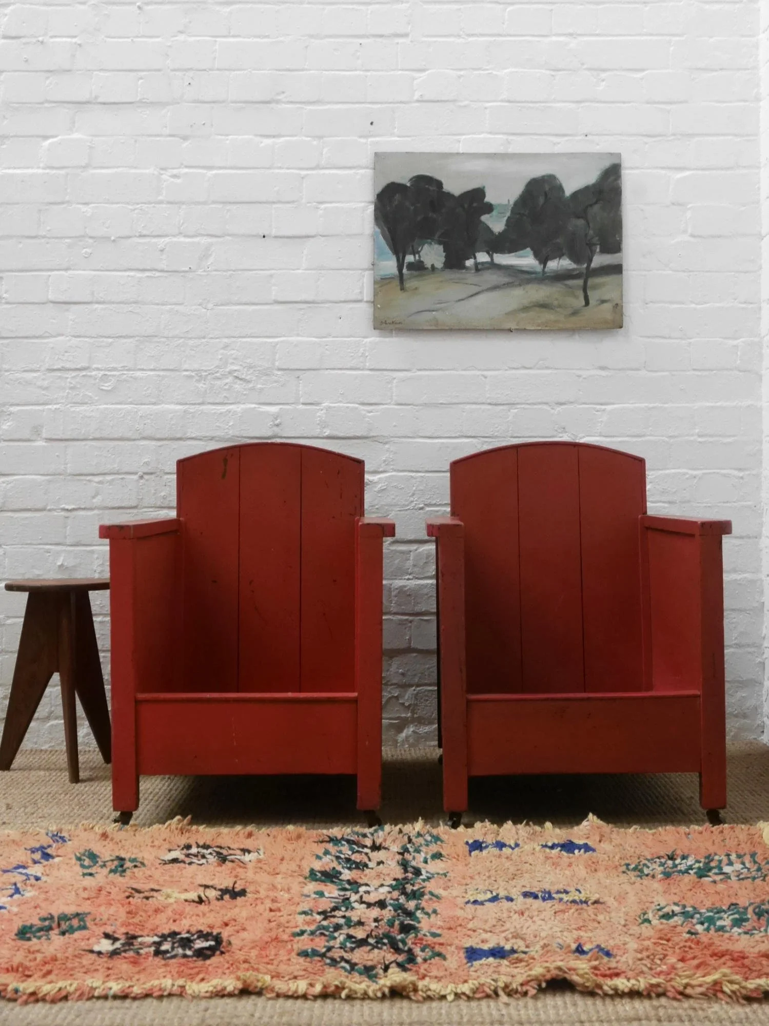 1930s wooden lounge chairs