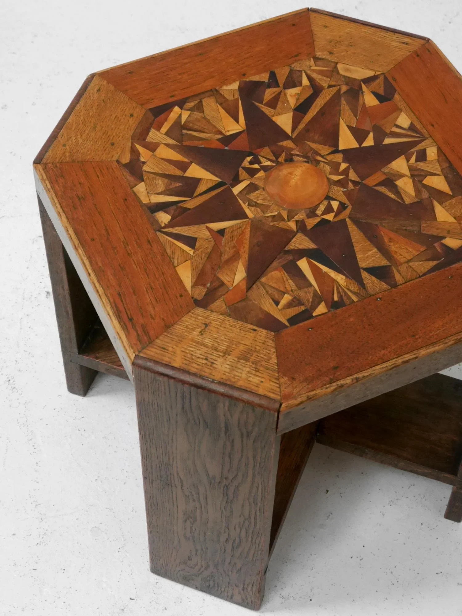 1930s oak parquetry side table