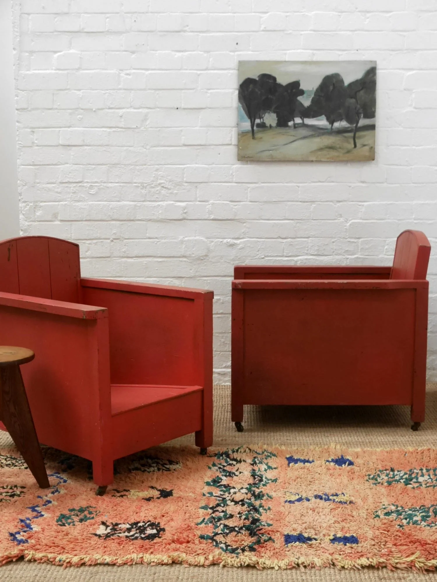 1930s wooden lounge chairs